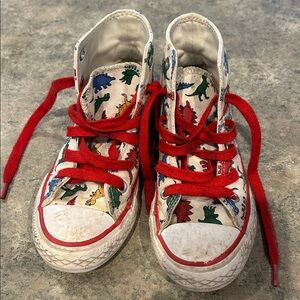 Converse Kids Sneakers with Dinosaur Print - Red and White